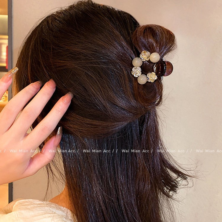 Wholesale Women's Rose Grab Elegant Ponytail Clip Half Grab Hairpin All-match Headwear